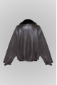 Reversible short bomber jacket in dark chocolate color
