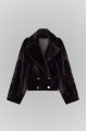 Reversible short bomber jacket in dark chocolate color