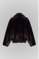Reversible short bomber jacket in dark chocolate color