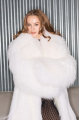 Long women's white fox fur coat