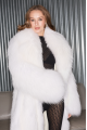 Long women's white fox fur coat