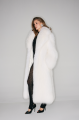 Long women's white fox fur coat