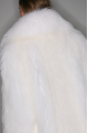 Long women's white fox fur coat