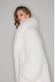 Long women's white fox fur coat