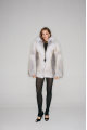 Natural fox fur coat in light gray color
