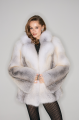 Natural fox fur coat in light gray color