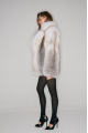 Natural fox fur coat in light gray color