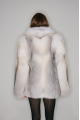 Natural fox fur coat in light gray color