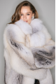 Natural fox fur coat in light gray color