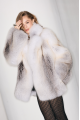 Natural fox fur coat in light gray color