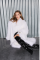 Long white raccoon fur coat