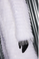 Long white raccoon fur coat
