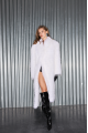 Long white raccoon fur coat