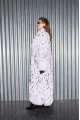 Long women's white Canadian fox fur coat