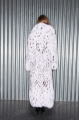 Long women's white Canadian fox fur coat