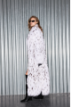 Long women's white Canadian fox fur coat