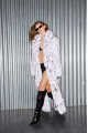 Long women's white Canadian fox fur coat