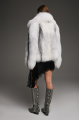 Stylish white fox fur coat with gray highlights