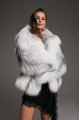 Stylish white fox fur coat with gray highlights