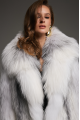 Stylish white fox fur coat with gray highlights