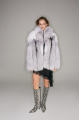 Women's fur coat made of white-headed black fox