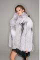 Women's fur coat made of white-headed black fox