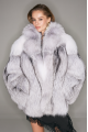 Women's fur coat made of white-headed black fox
