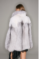Women's fur coat made of white-headed black fox