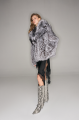 Gray fur coat made of black fox