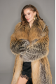 Long red fox fur coat with dark highlights