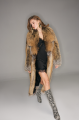 Long red fox fur coat with dark highlights