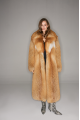 Long women's red fox fur coat