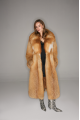 Long women's red fox fur coat