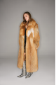 Long women's red fox fur coat