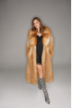 Long women's red fox fur coat