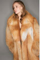 Long women's red fox fur coat