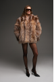Women's brown fox fur coat