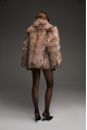 Women's brown fox fur coat