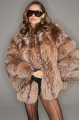 Women's brown fox fur coat