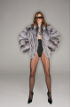 Women's gray fur coat made of black fox