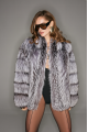 Women's gray fur coat made of black fox