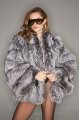 Women's gray fur coat made of black fox