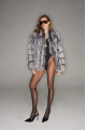 Women's gray fur coat made of black fox