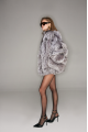 Women's gray fur coat made of black fox