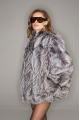 Women's gray fur coat made of black fox