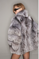 Women's gray fur coat made of black fox