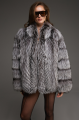 Women's gray fur coat made of black fox