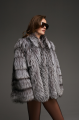 Women's gray fur coat made of black fox