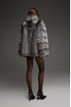 Women's gray fur coat made of black fox