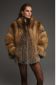 Brown fox fur coat